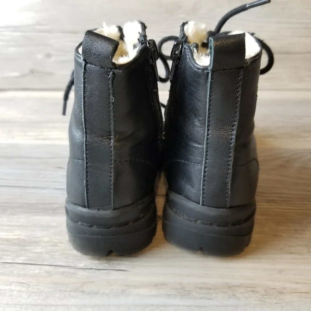 Zara Infants Black Faux Fur Lined Combat Boots